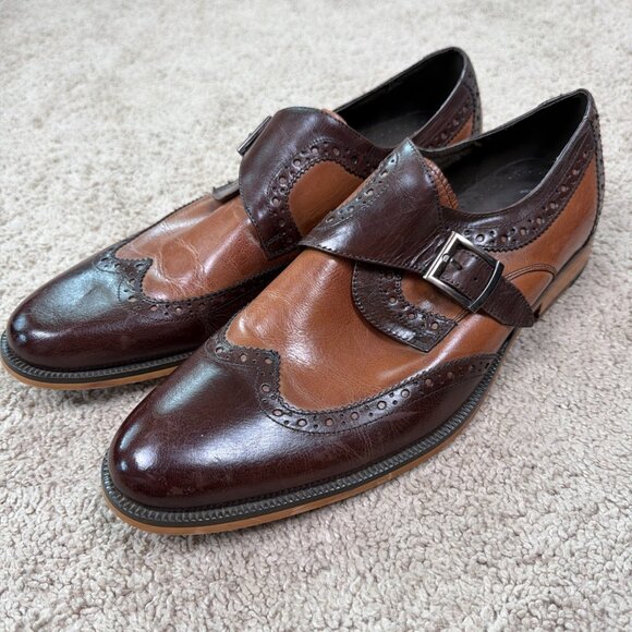 Stacy Adams Shoes Mens 10M Monk Strap Leather Two Tone Dress Formal Classic - Picture 1 of 13